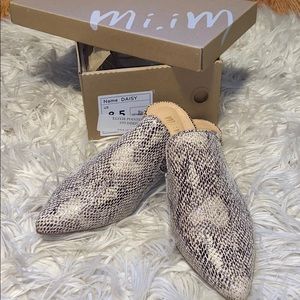 Pointed Python Studded Mules